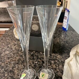 2 piece set of Waterford New Year's Eve crystal toasting flutes new in box